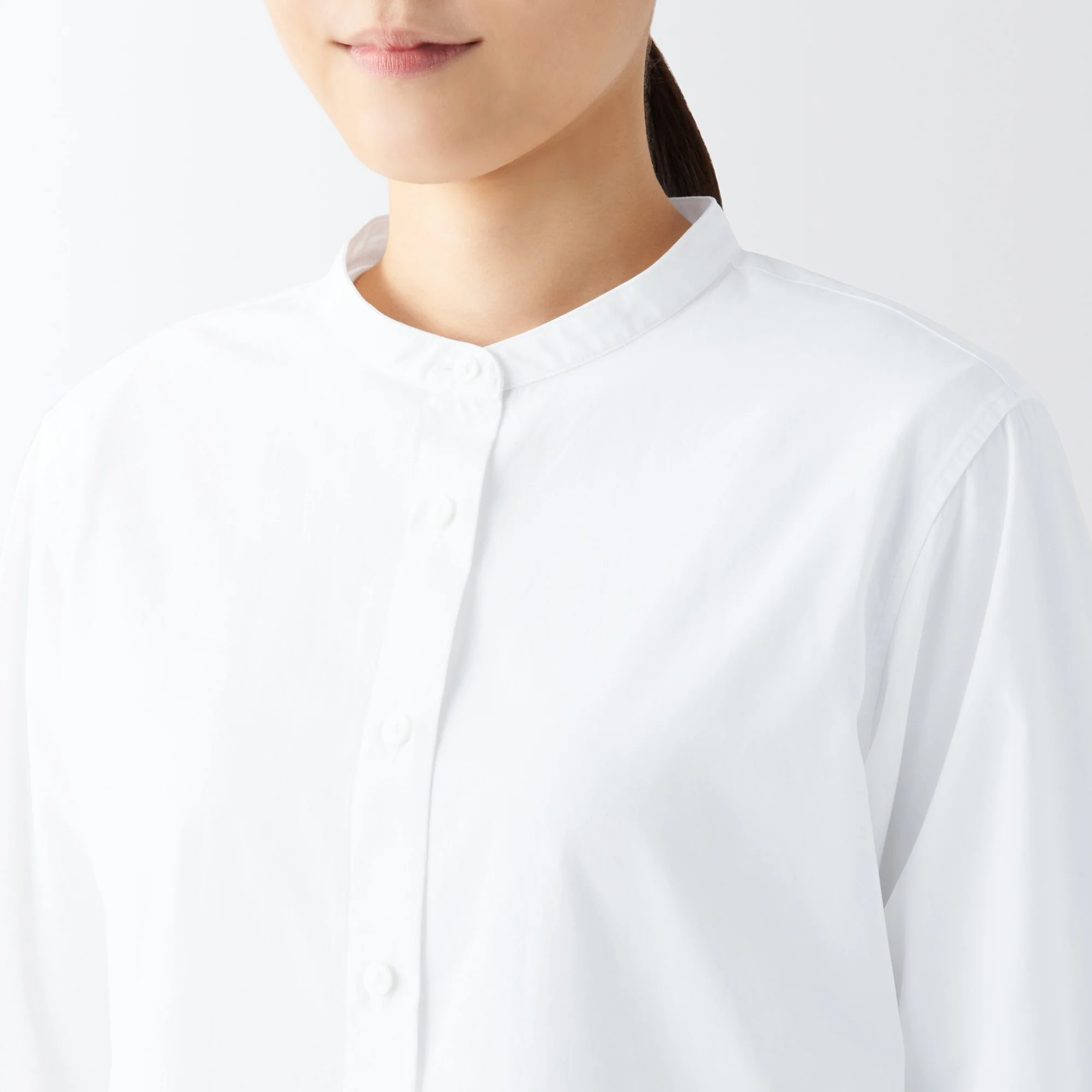 Women's Washed Broad Stand Collar Shirt - Image 7