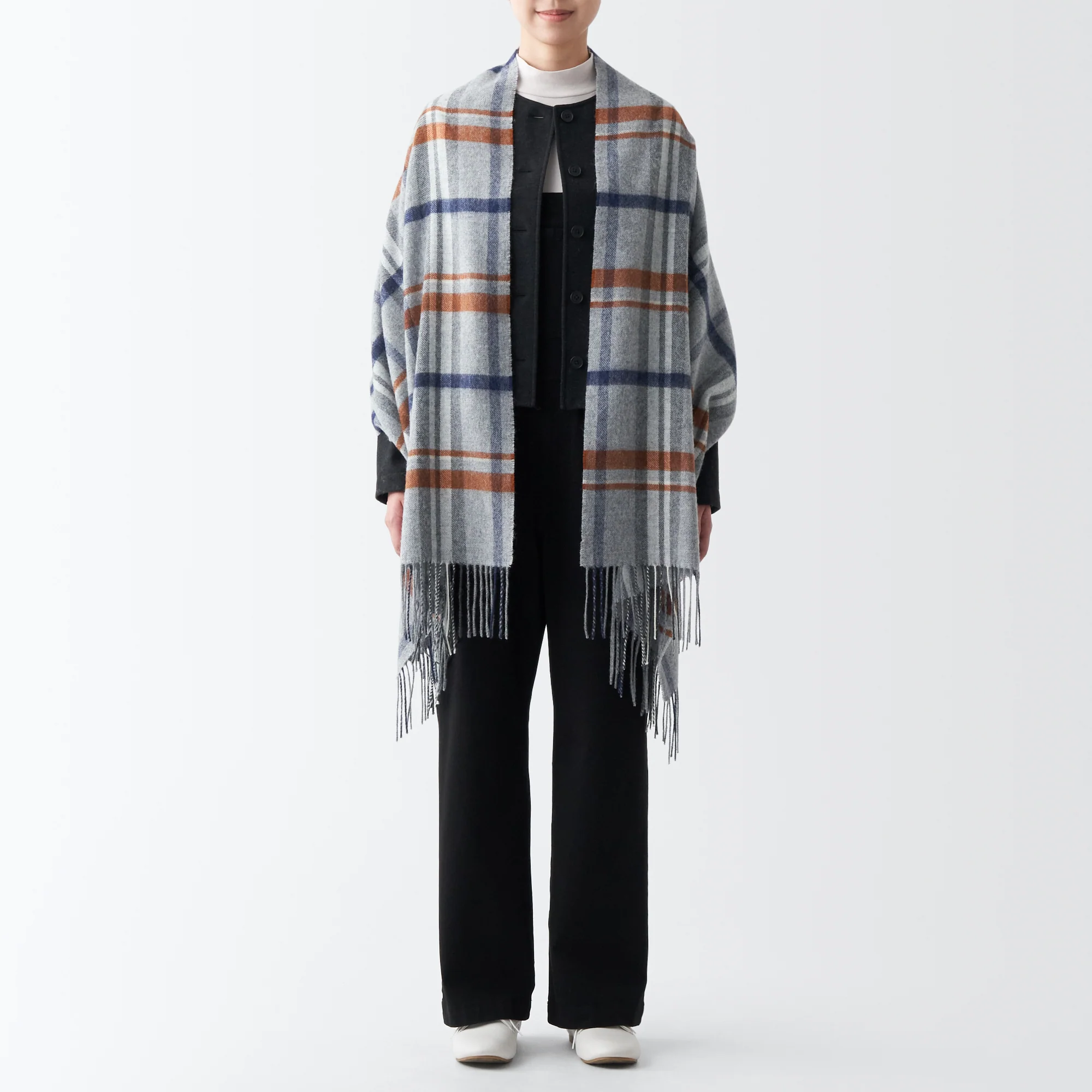 Wool 2-way Large Stole - Patterned - Image 23
