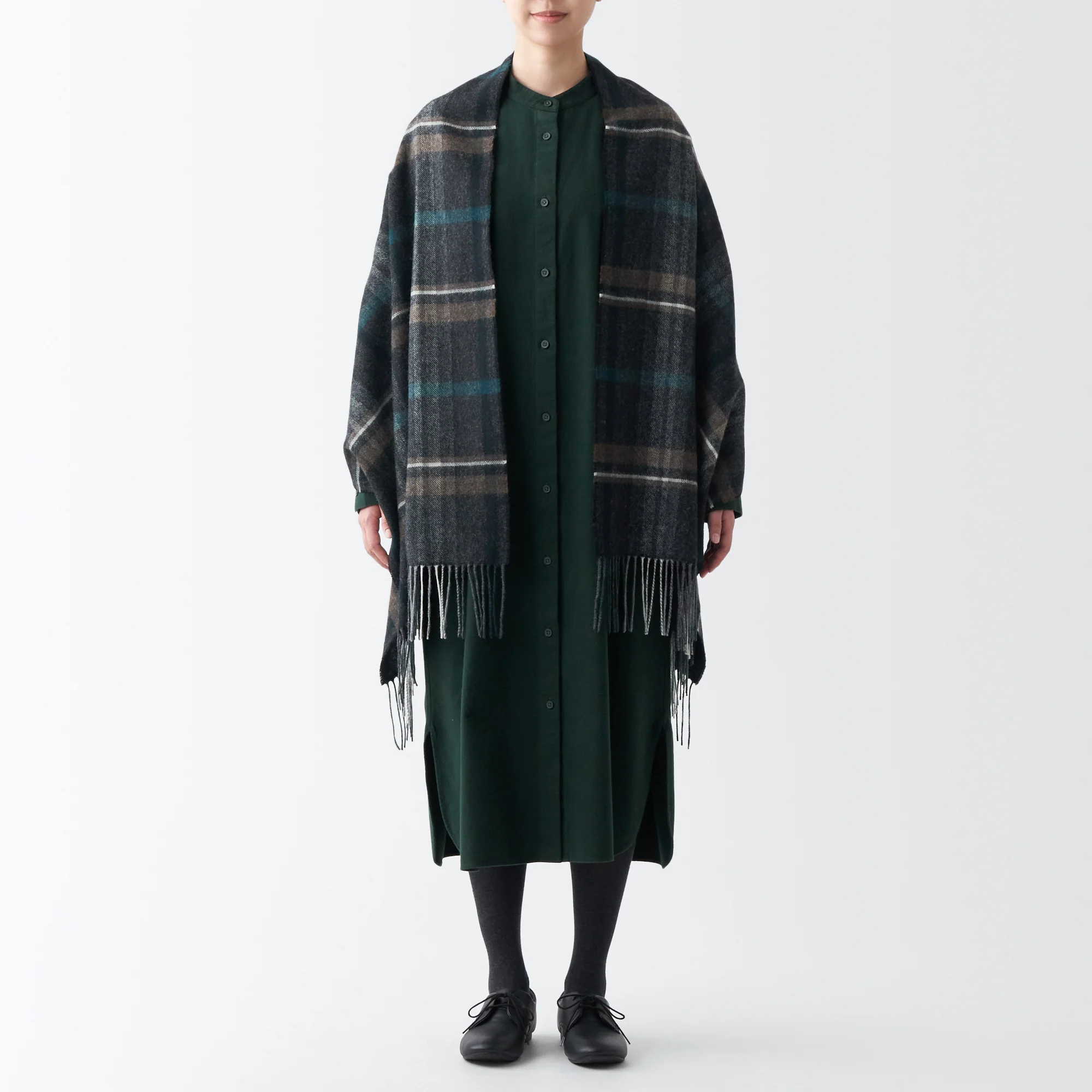 Wool 2-way Large Stole - Patterned - Image 32