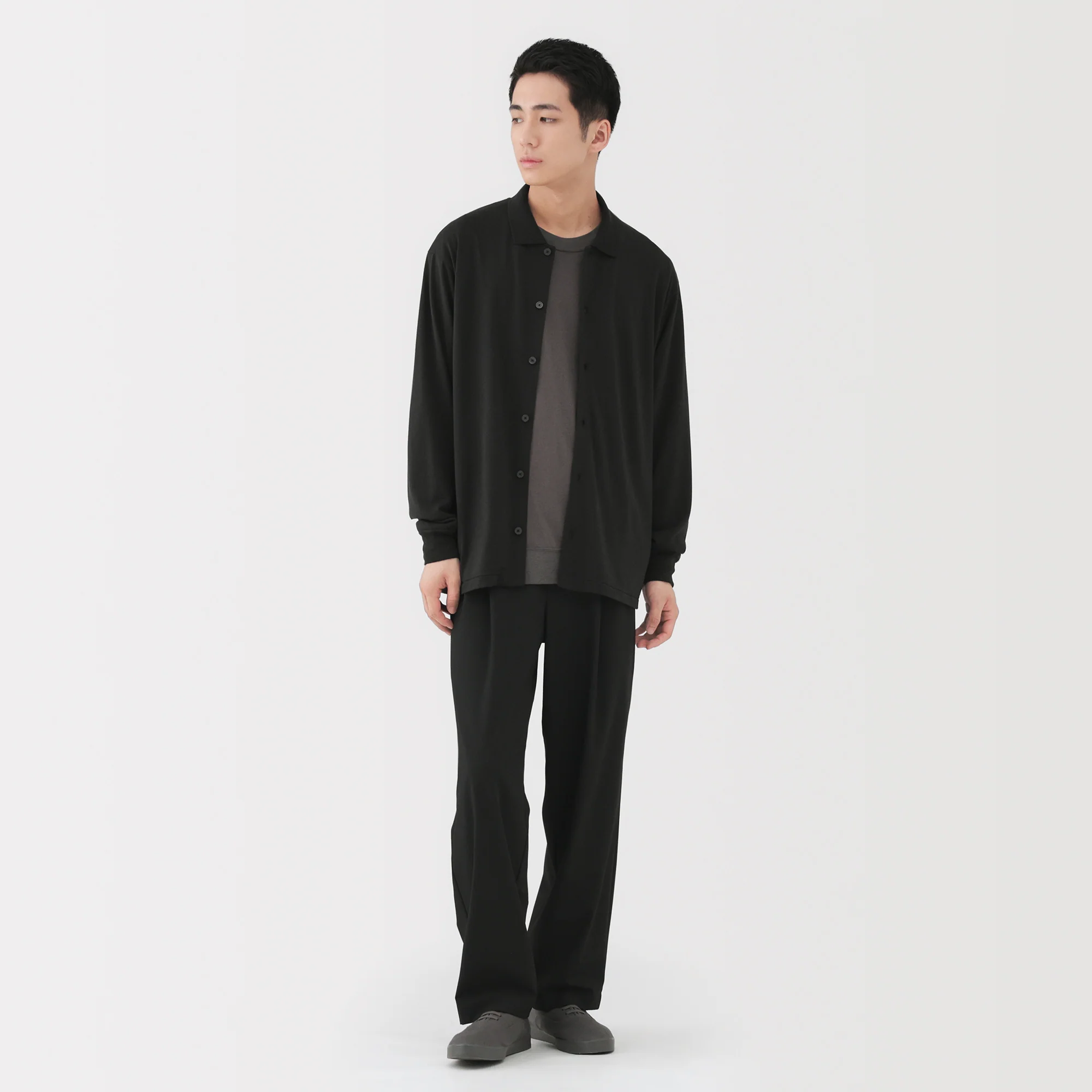 Wool Blend Shirt Cardigan - Image 11