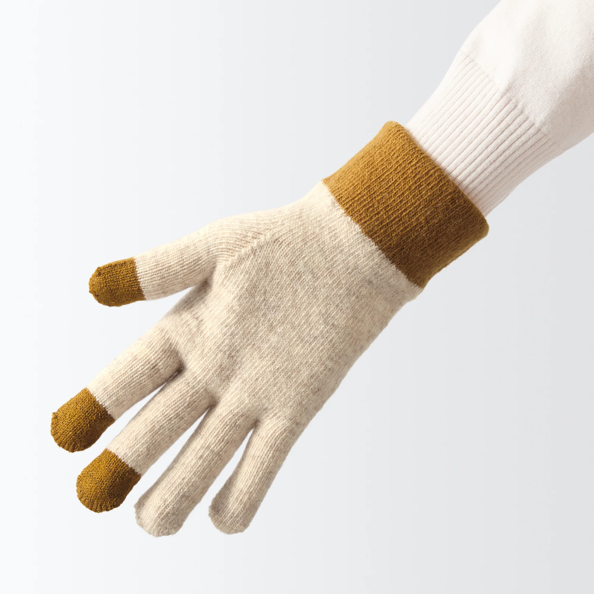Wool Blend Touchscreen Bicolor Gloves - Image 7